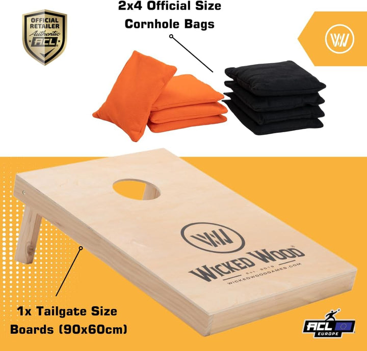 Offizielles Cornhole Set 90x60cm - 2x4 Cornhole Säckchen - Ein offiziell ACL-lizensiertes Set of Cor