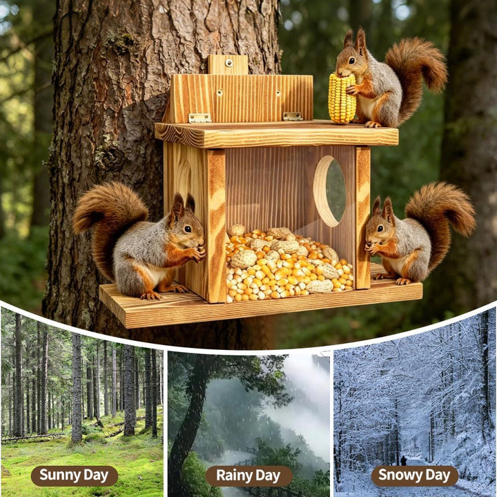 Eichhörnchen Futterhaus, Eichhörnchen Futterstation, Eichhörnchen Haus mit 2 Eingängen &amp; Sitzplattfo