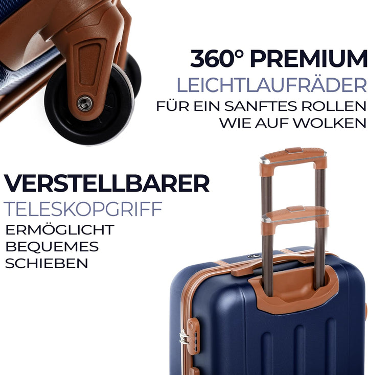 FERGÉ Kofferset Hartschale 5-teilig Milano 3 Grössen Hartschalenkoffer Set + Reisetasche + Kulturbeu