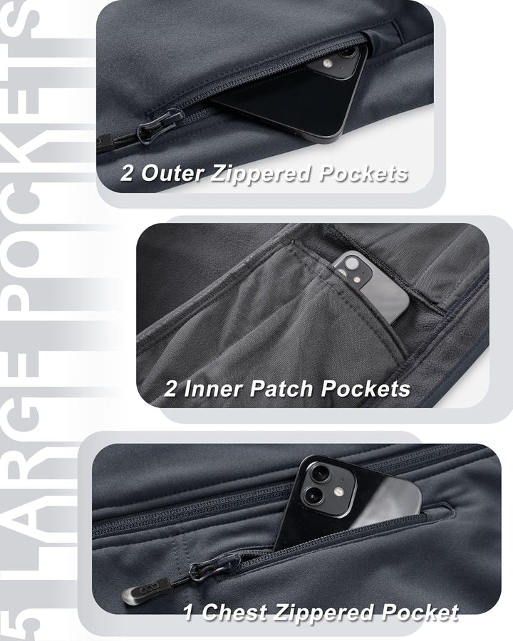 33,000ft Damen Softshell Westen mit Abnehmbare Kapuze Fleece Gefütterte Ärmellose Jacke Wasserdichte