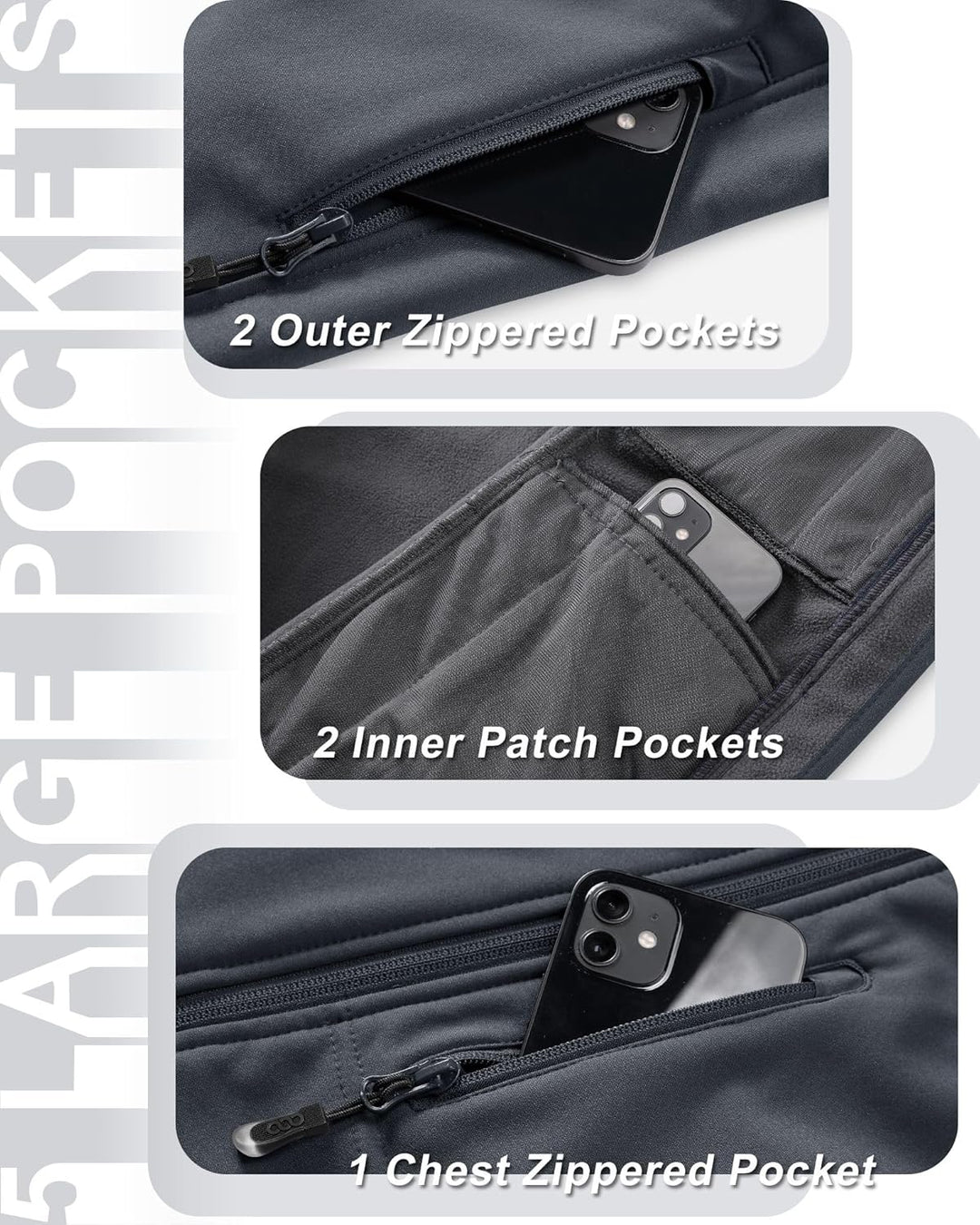 33,000ft Damen Softshell Westen mit Abnehmbare Kapuze Fleece Gefütterte Ärmellose Jacke Wasserdichte