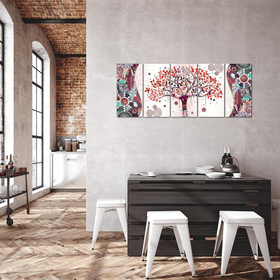 Runa Art Bild Gustav Klimt - Baum des Lebens Wandbilder auf Vlies Leinwand 5 Teilig Wanddekoration W