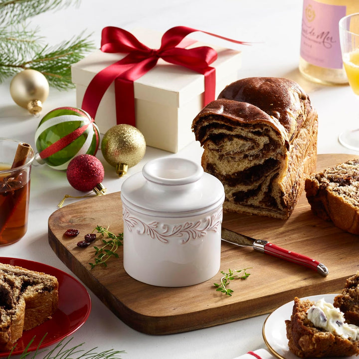 Butter Bell Buttertopf New Bone China, White Linen Buttertöpfe Butter Weiss, Wei&amp;