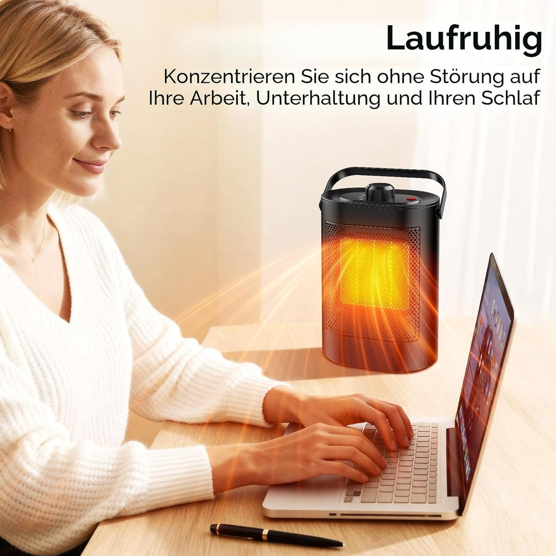 Heizlüfter Energiesparend,1500W PTC Keramik Heizung Elektrisch,3-Stufen-Modus, Überhitzungs- & Kipps