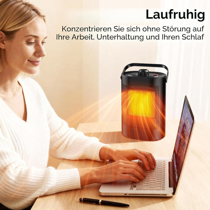 Heizlüfter Energiesparend,1500W PTC Keramik Heizung Elektrisch,3-Stufen-Modus, Überhitzungs- & Kipps
