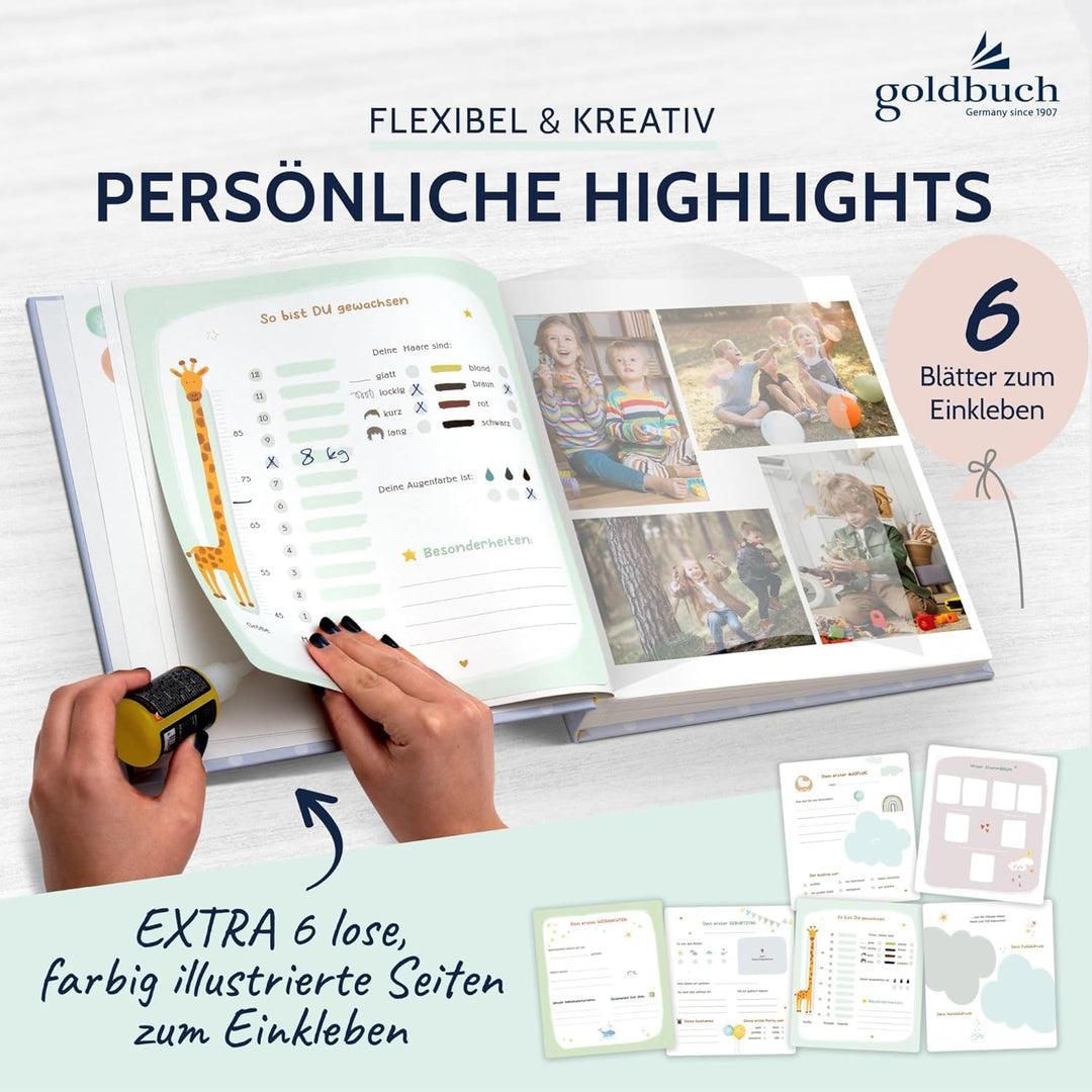 goldbuch 15 403 Babyalbum Balloon Party, Babybuch 30 x 31 x 4 cm, Fotoalbum mit 58 weissen Blankosei