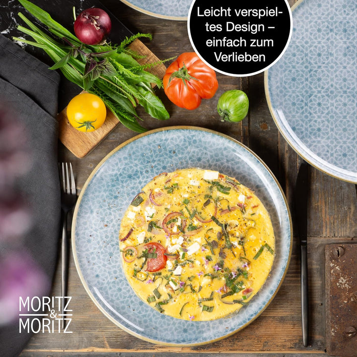 Moritz & Moritz TERRA 6-tlg Dinner Teller Set - Ø 27 cm - Mediterrane Teller in strahlendem Azurblau
