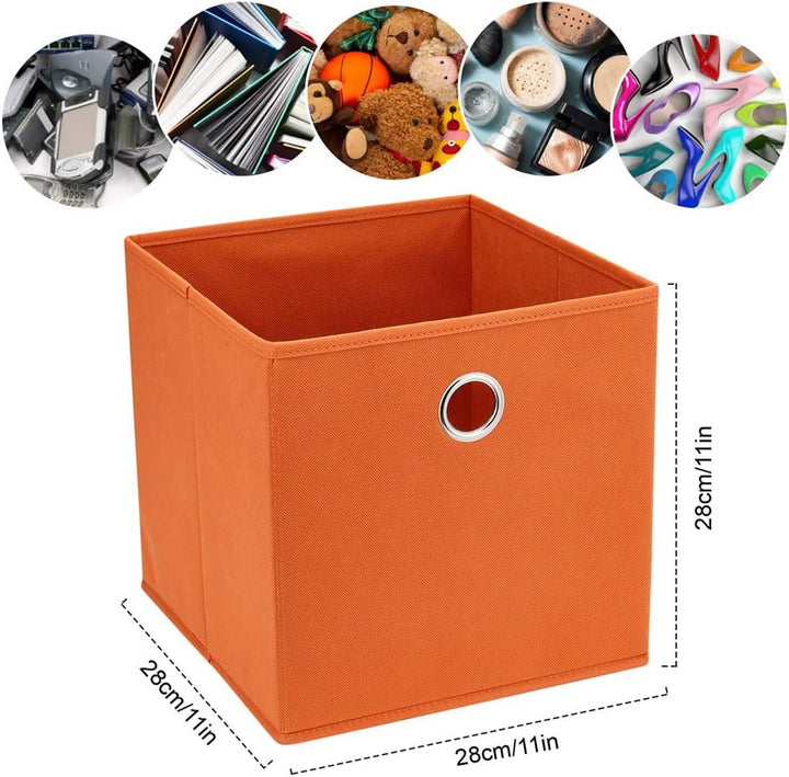 Aufbewahrungsbox, 28 x 28 x 28 cm, orange, 1 Metallloch, faltbar, Stoff, kompatibel mit Cube Organiz