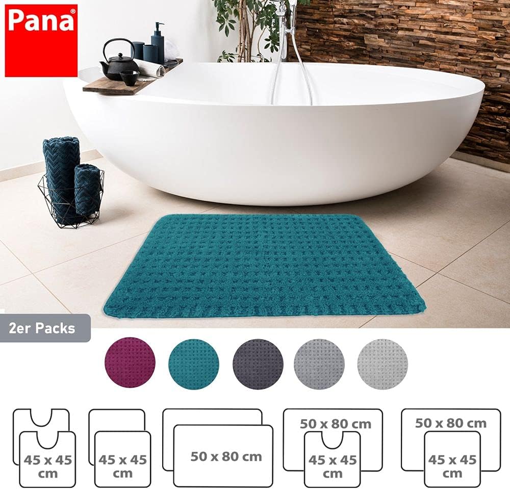 PANA® Flauschiger Badvorleger (2er Set) • Flauschige und rutschfeste Badematten • Weiche Mikrofasern