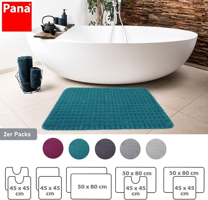 PANA® Flauschiger Badvorleger (2er Set) • Flauschige und rutschfeste Badematten • Weiche Mikrofasern