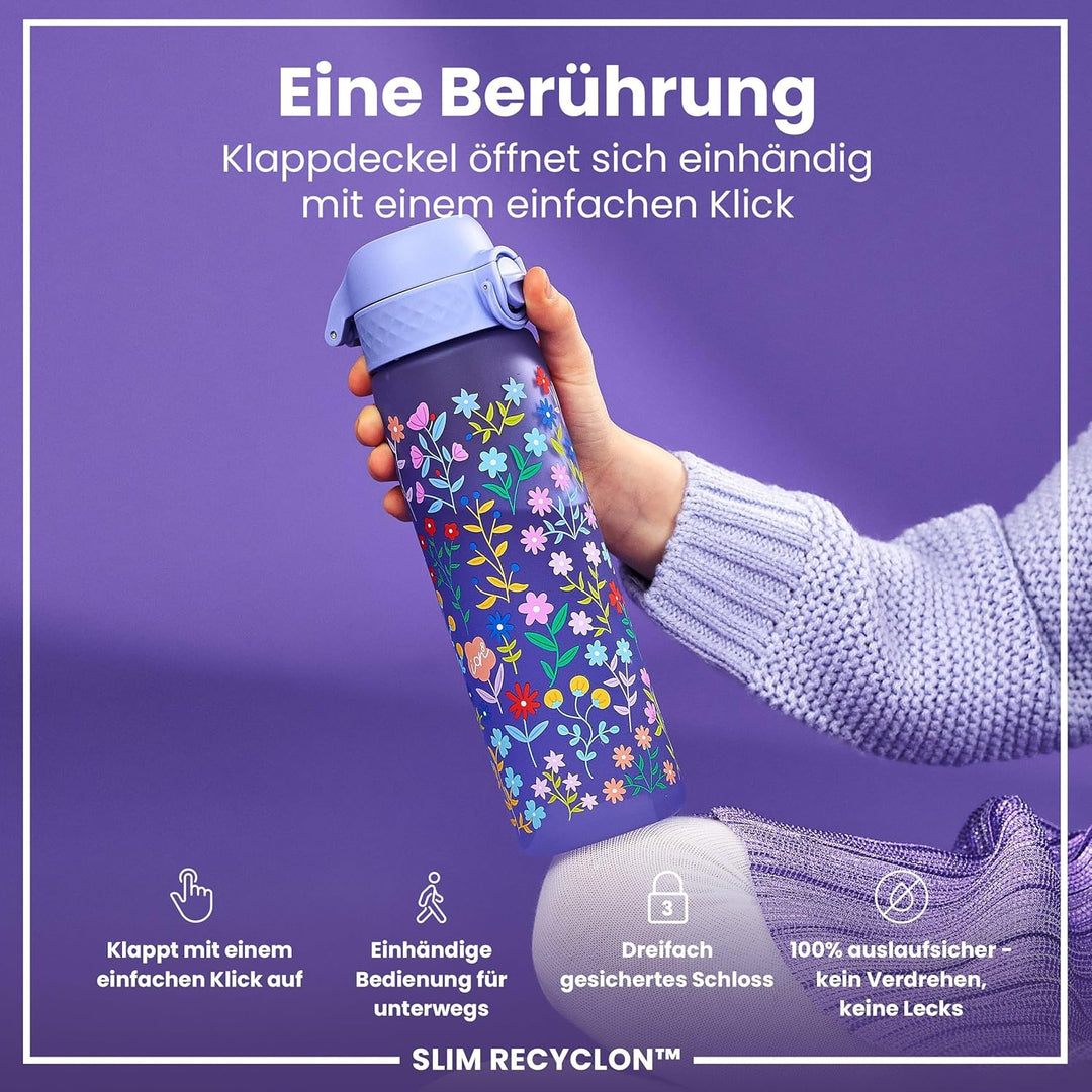 ION8 Trinkflasche 500 ml Auslaufsicher Einhandöffnung Sichere Verriegelung Spülmaschinenfest BPA-fre