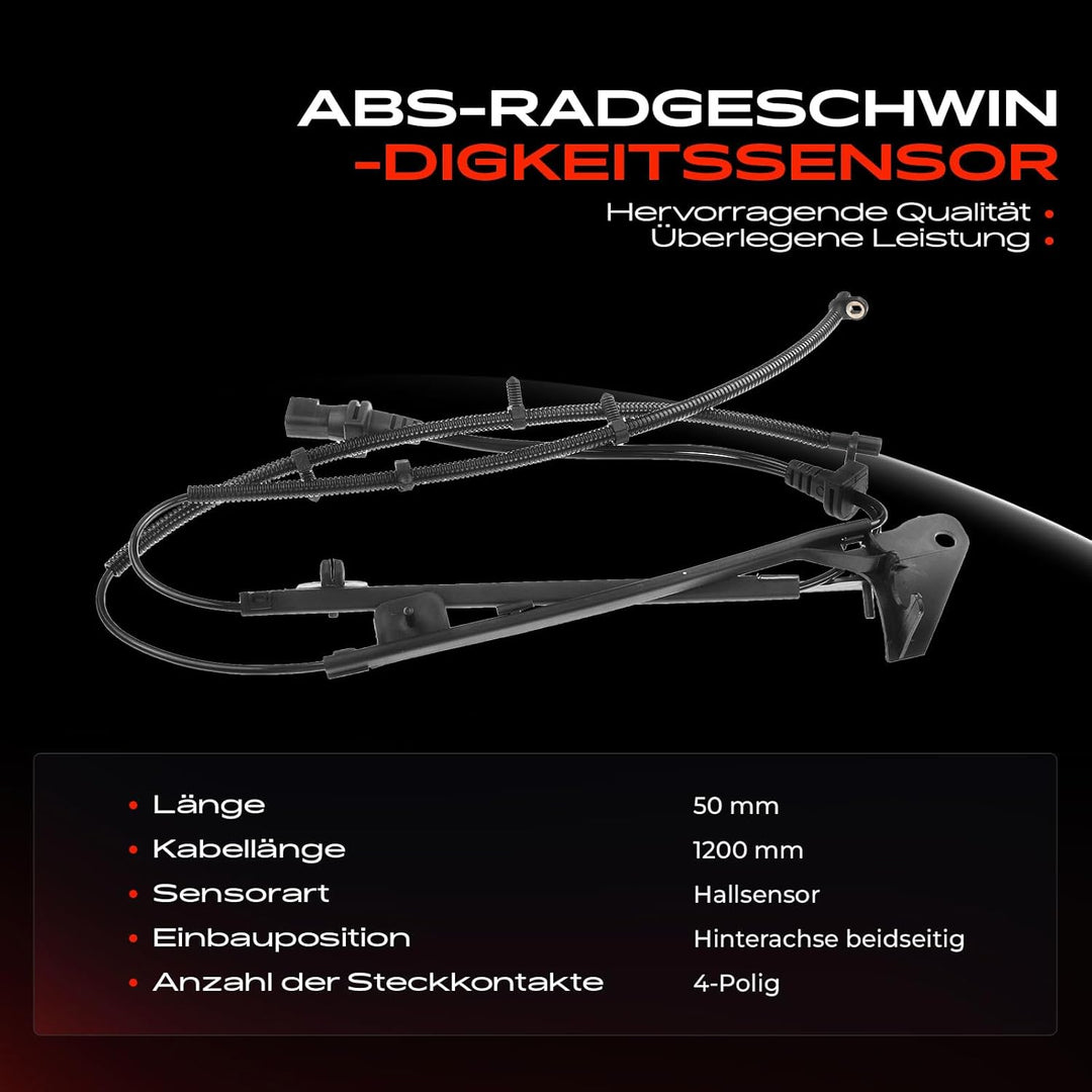1x ABS Sensor Raddrehzahl Hinten Links Rechts für Fiesta V JD JH Van Fusion JU 2 DY 1.25L 1.4L 1.6L