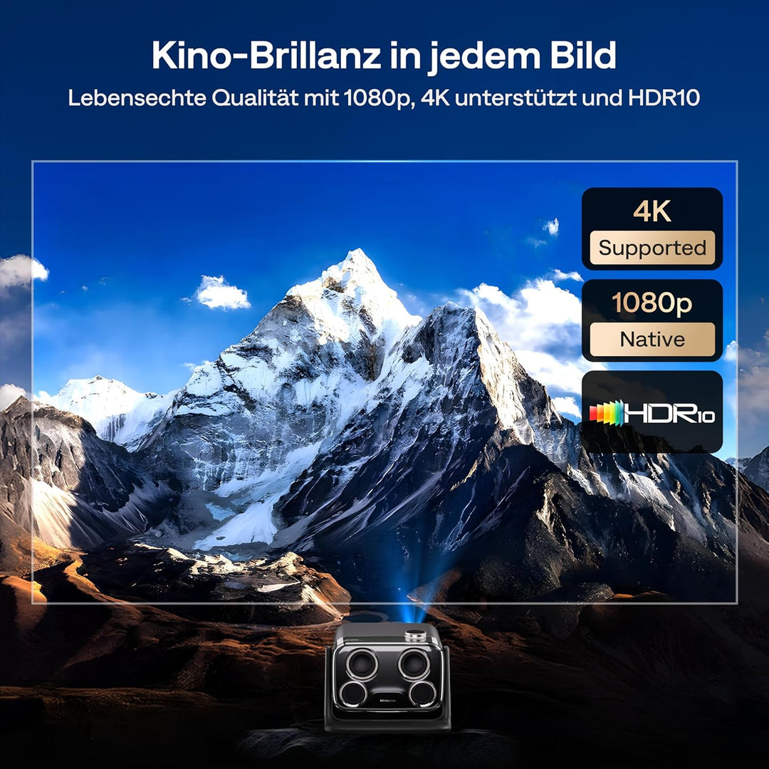 Aurzen Boom Mini 4-in-1 Smart Beamer mit Google TV, 4K Unterstützt Heimkino & Outdoor Projektor, 20W