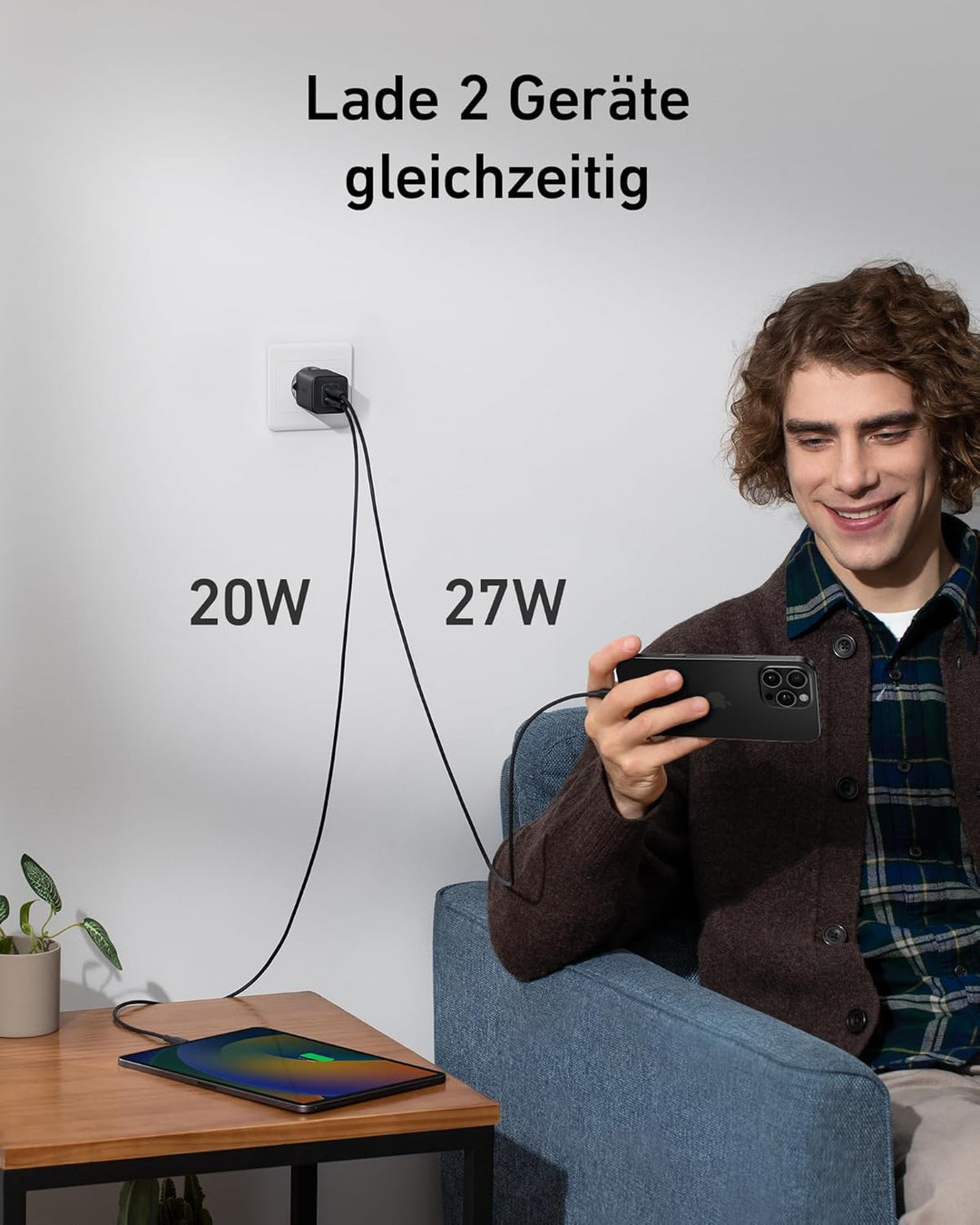 Anker 60W USB C Kabel [2 Stück 1m]+Anker 47W USB C Ladegerät