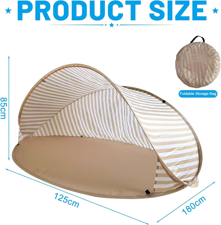 Strandmuschel Pop Up 3-4 Personen, Strandzelt Strand Zelt mit UV-Schutz, Tragbarer Automatisches Win