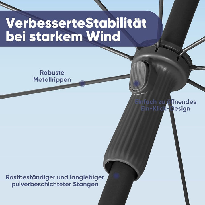 Sekey 160 cm Sonnenschirm Balkon mit Bodenhülse & Schutzhülle, Neigungs und Höhenverstellung, Sonnen