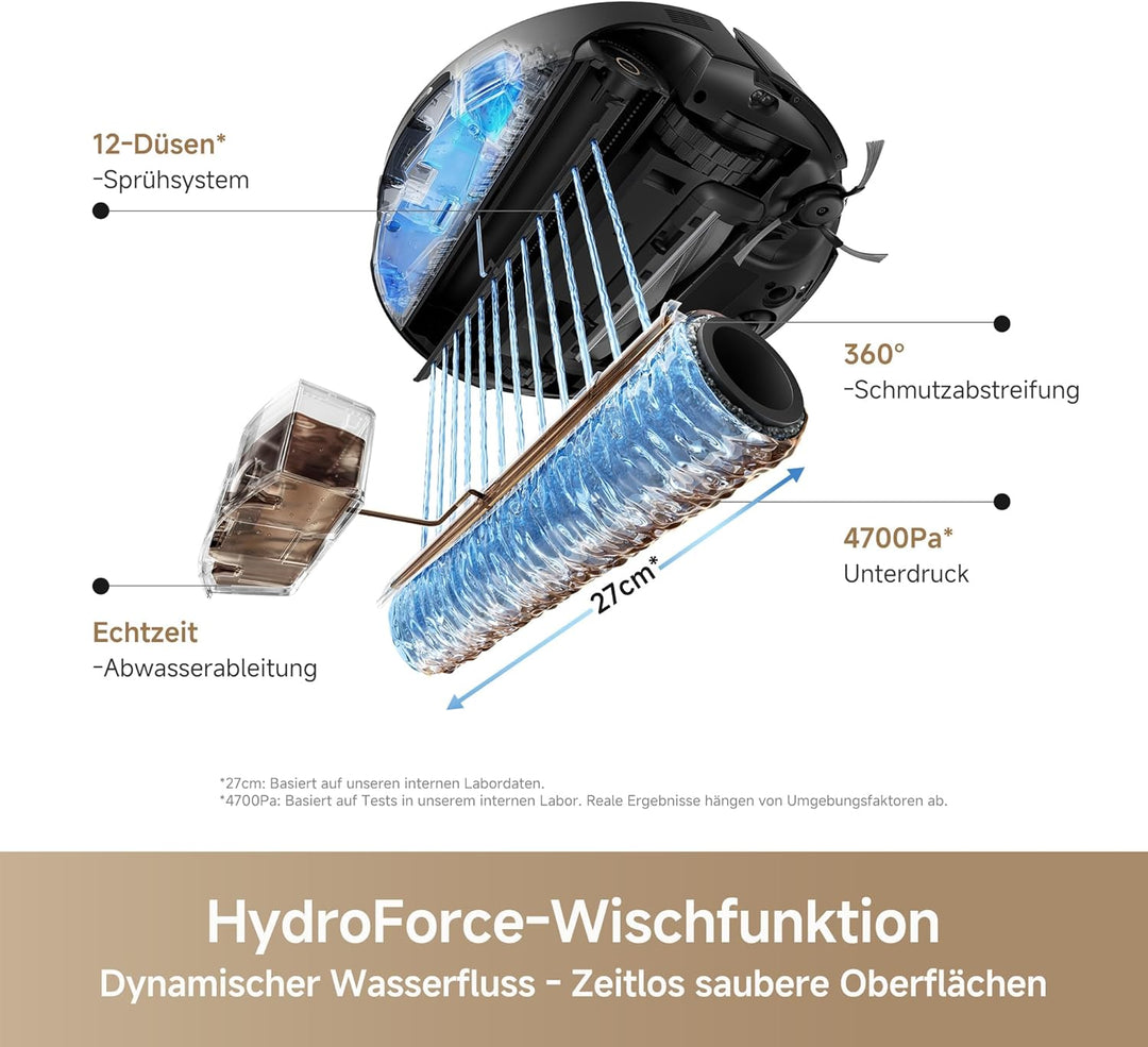 Mova S70 Roller Saug- und Wischroboter, Frischwasser-Wischen, 28.000 Pa, DToF+Linienlaser Hindernisv