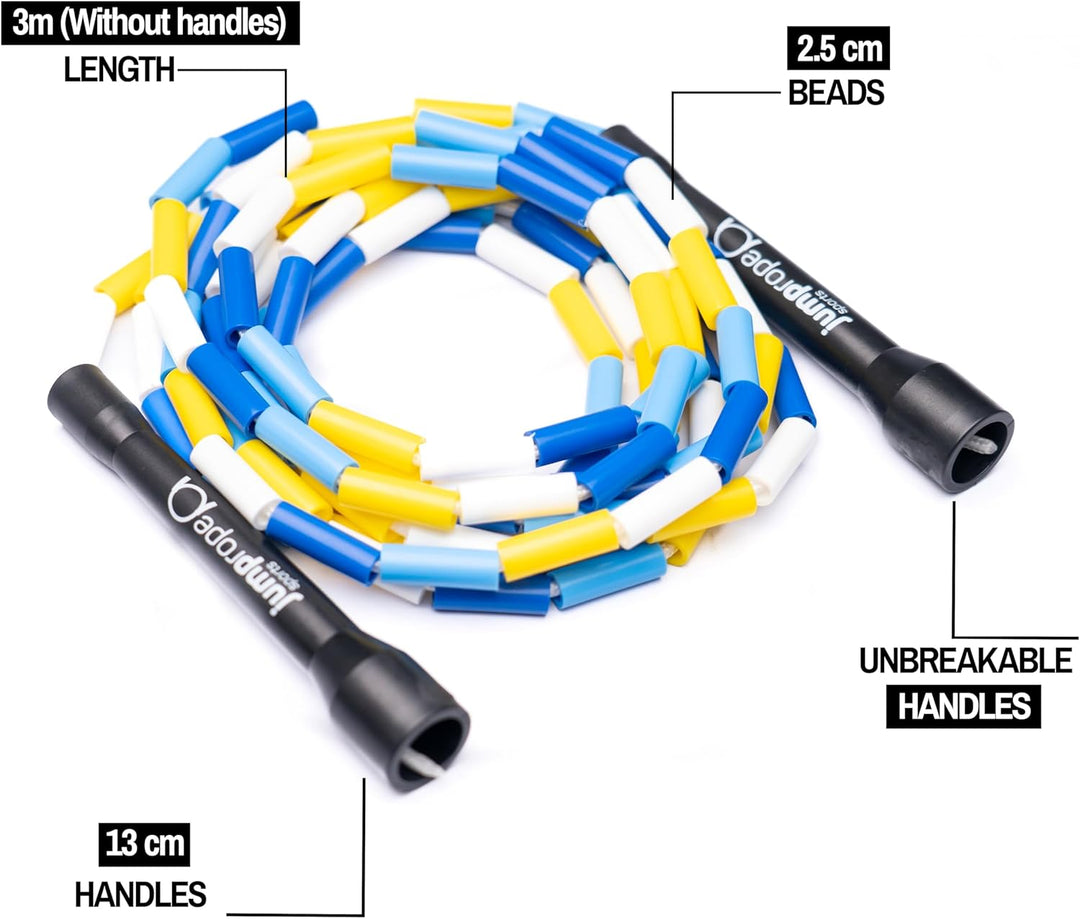 Professionelles Rope Skipping Wettkampf Springseil BEAD (3.0m Seillänge - verstellbar), Ocean