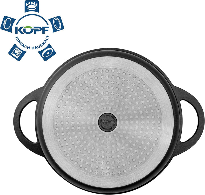 KOPF Schmorpfanne Aluguss Atavola Ø 28 cm mit ILAG Basic Antihaftbeschichtung, Induktion Servierpfan