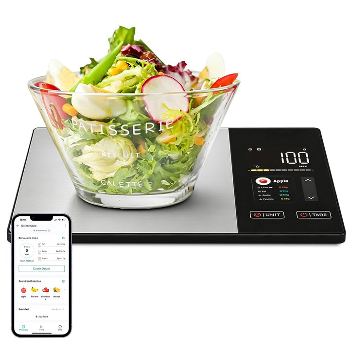 Küchenwaage Digital, SGZIOO Food Scale, Lebensmittelwaage mit TFT Farbdisplay Kalorienrechner Kosten