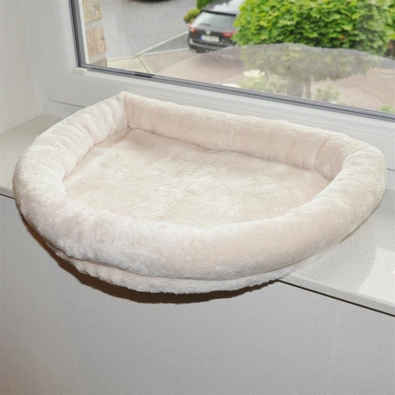 nanook Fensterbank Liege Top für Katzen - Fensterliegekissen - Plüschrand - XXL 60 x 45 x 10 cm - be