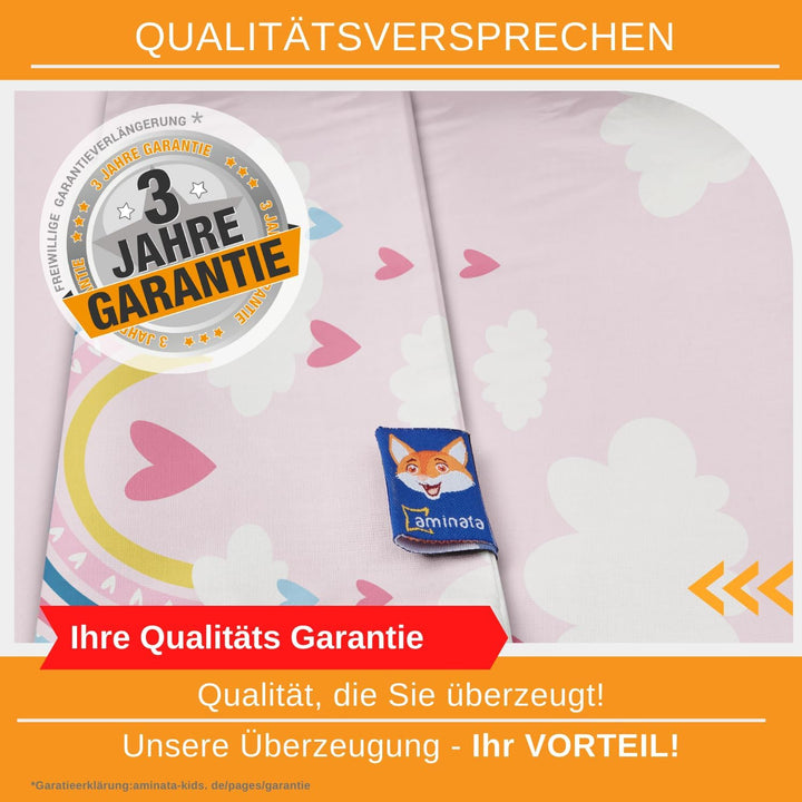 Aminata kids Kinderbettwäsche 100x135 Kinder Mädchen Baumwolle Regenbogen | Wende-Kinder-Bettwäsche-