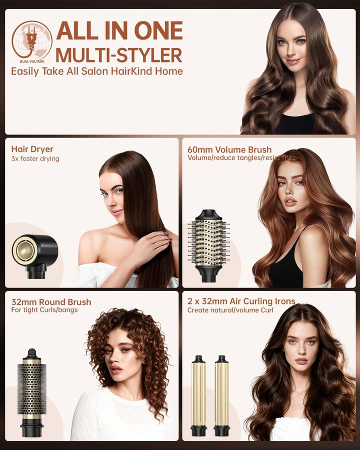 webeauty [Dual Voltage] 6in1 Airstyler Neues Upgrade,110,000U/Min, 30M/S, 500 Millionen Negative Ion