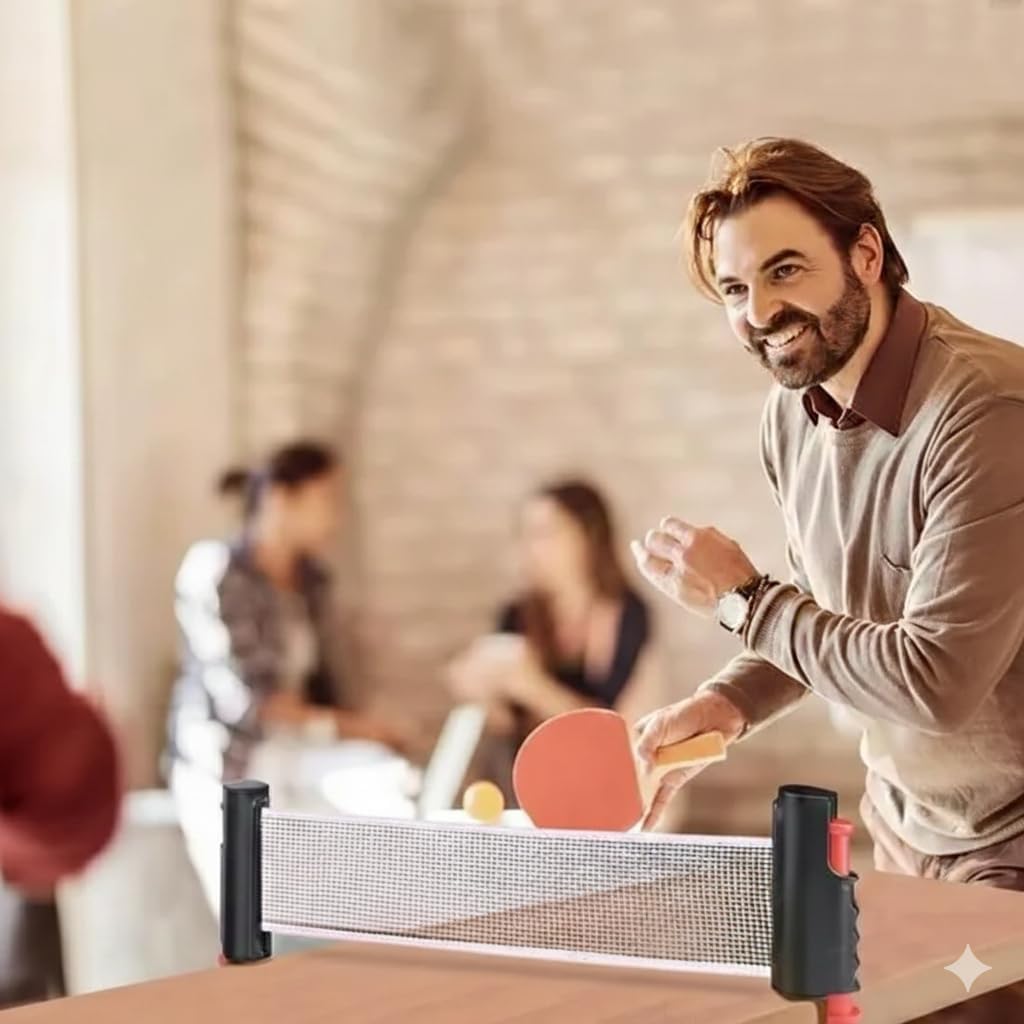 Ausziehbares Tischtennisnetz mit Hülle - verstellbar bis 1,7 Meter, Universal-Clips 0,5 bis 5,5 cm