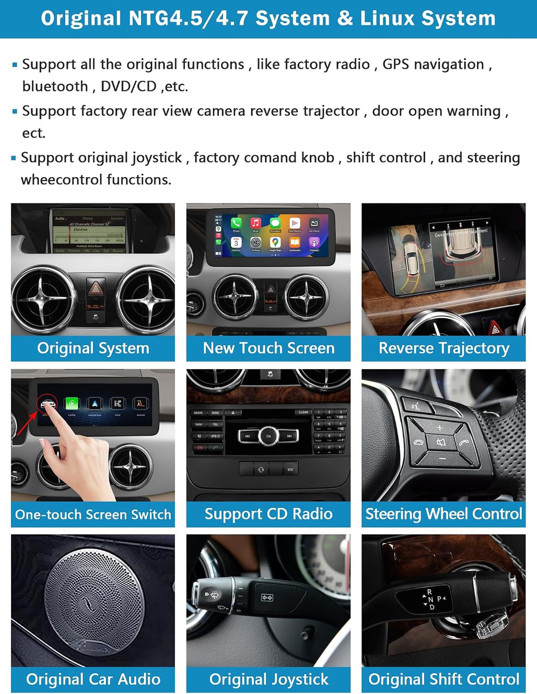 Autoradio 10,25 Zoll Touchscreen mit kabellosem Carplay und Android Auto für 2013-2015 Mercedes Benz