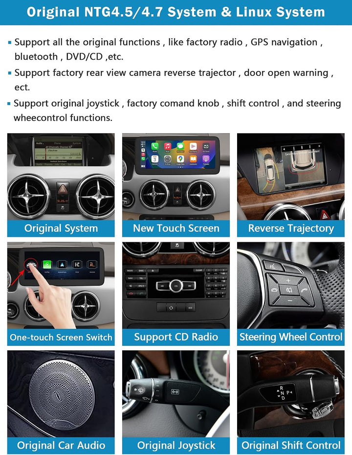 Autoradio 10,25 Zoll Touchscreen mit kabellosem Carplay und Android Auto für 2013-2015 Mercedes Benz