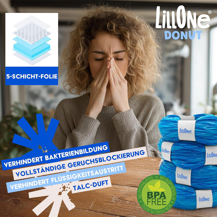 LillOne Donut 12 Universelle Extra-Lange Nachfüllkassetten für Windeleimer – Neue Anti-Geruchs-Forme