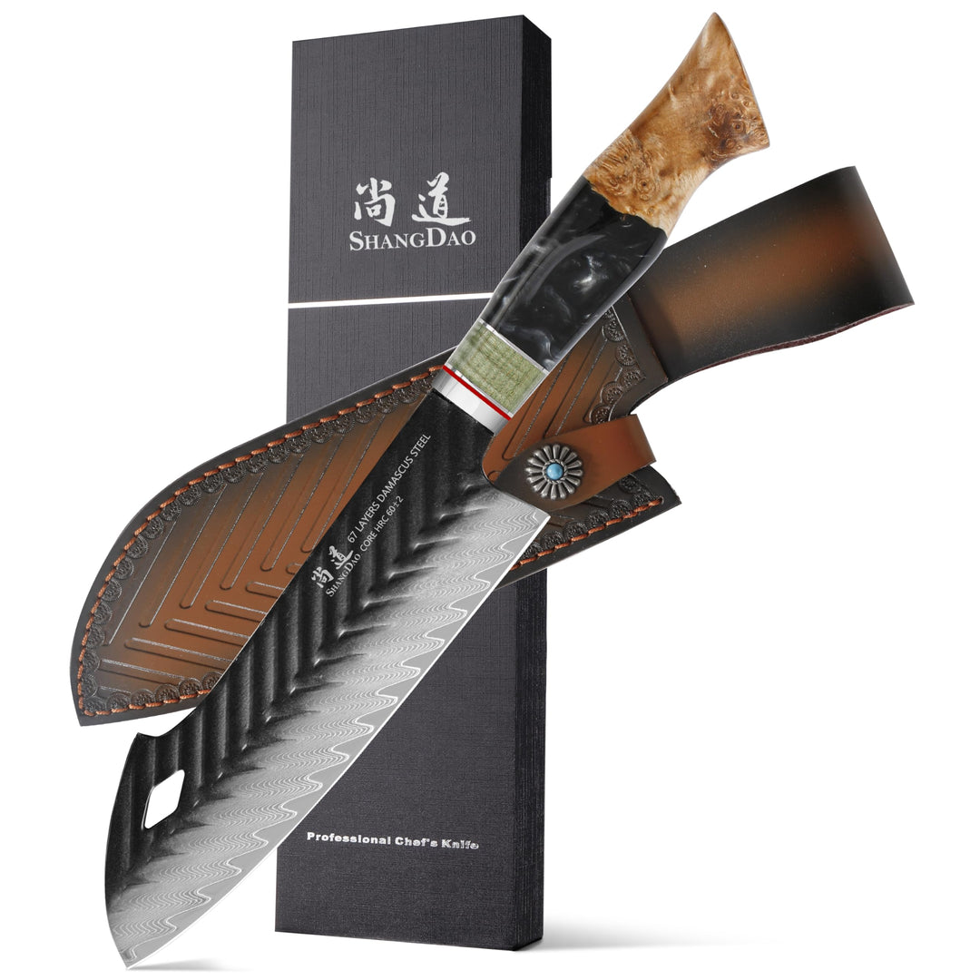 SHANGDAO Damast-Santokumesser 19 cm, 67 Lagen legierter Stahl, mit professionell handgeschmiedetem H