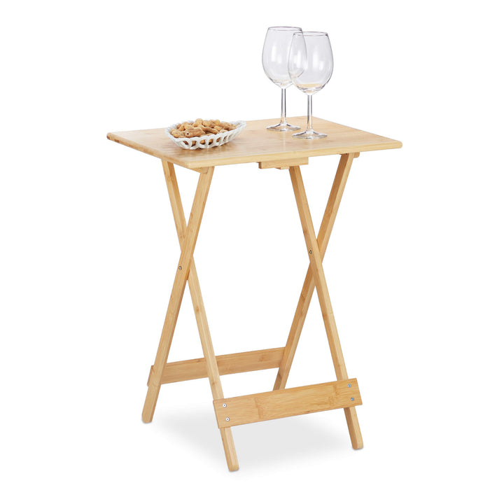Relaxdays, Natur Klapptisch, Wohnzimmer, Balkon & Terrasse, HxBxT: 63,5 x 48 x 38 cm, klappbar, 100%