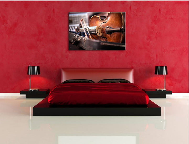 Pixxprint Alte Violine, Format: 100x70 auf Leinwand, XXL riesige Bilder fertig gerahmt mit Keilrahme