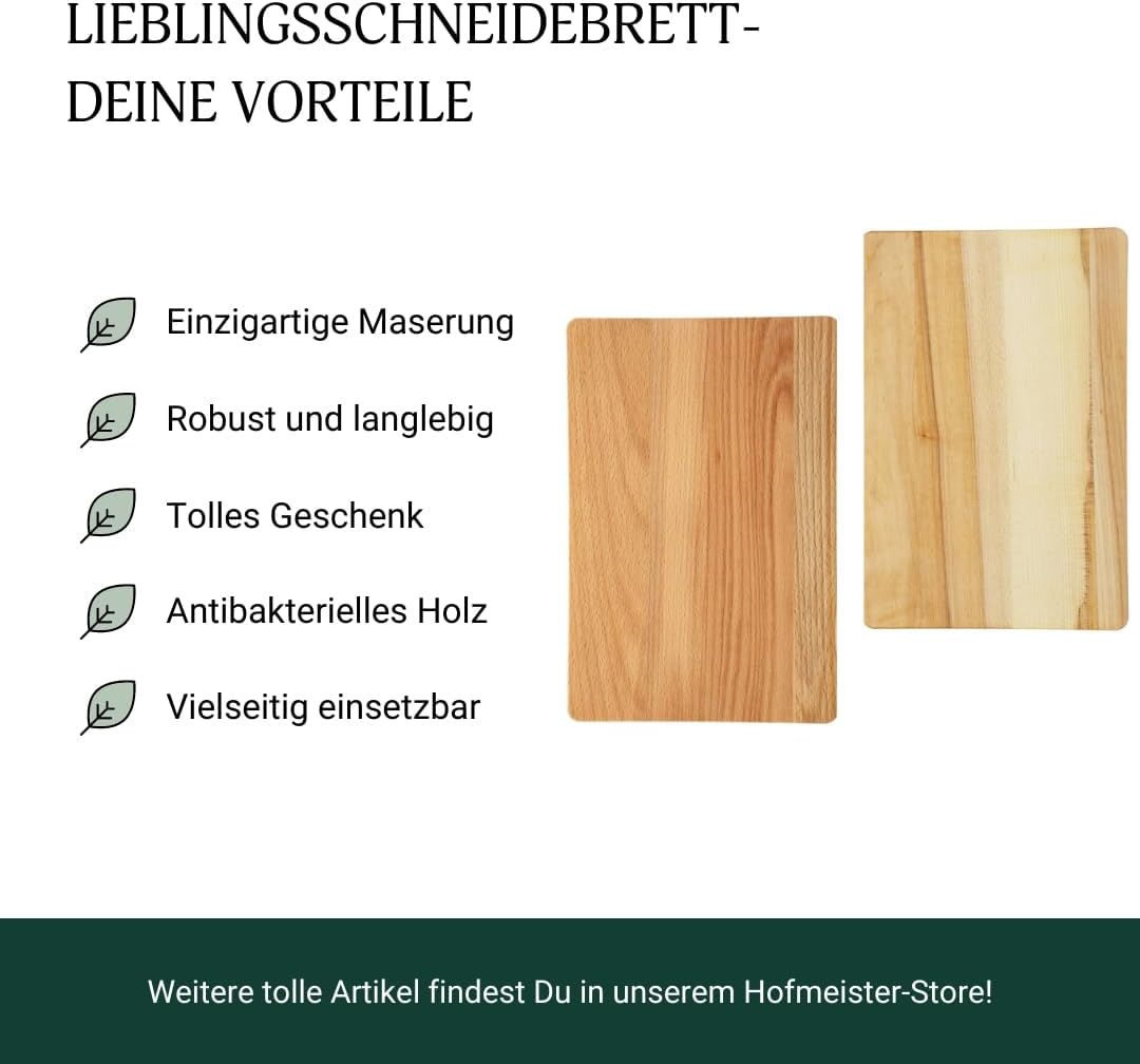 HOFMEISTER® Schneidebrett Kernbuche geölt – Robustes und langlebiges Schneidebrett, hochwertig verar