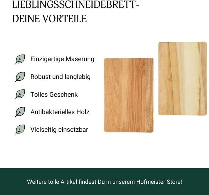 HOFMEISTER® Schneidebrett Kernbuche geölt – Robustes und langlebiges Schneidebrett, hochwertig verar
