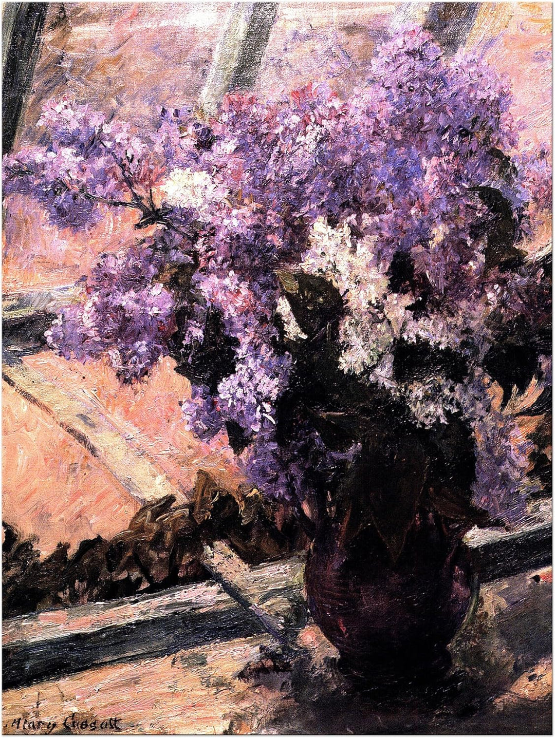 Bilderdepot24 Bild auf Leinwand | Mary Cassatt Flieder in einem Fenster in 50x60 cm als Wandbild | W