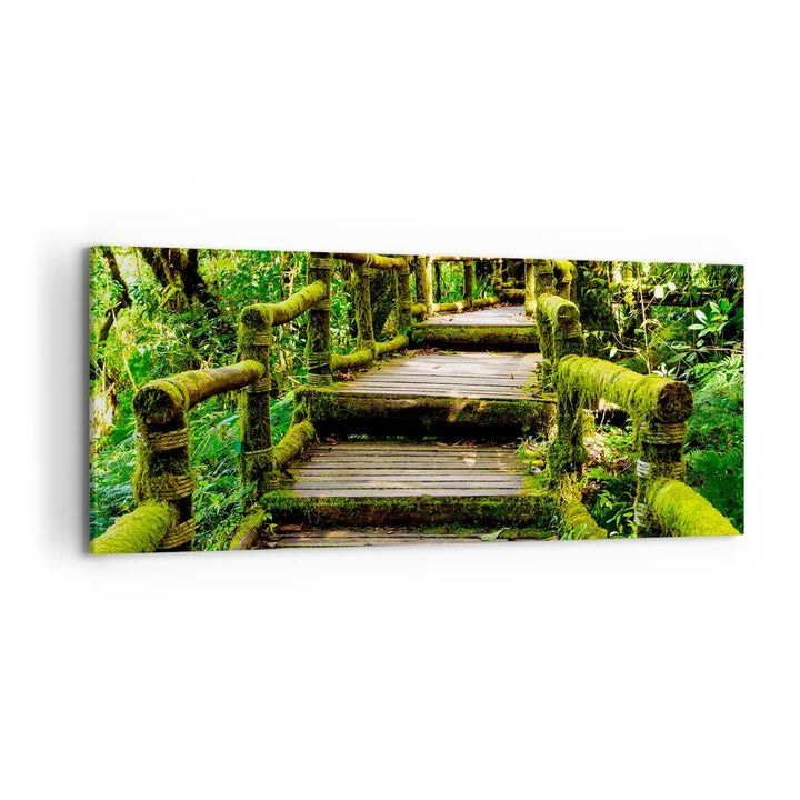 Panorama Bilder auf Leinwand 100x40cm Leinwandbild Asien natur park brücke Gross Wanddeko Bild Schla