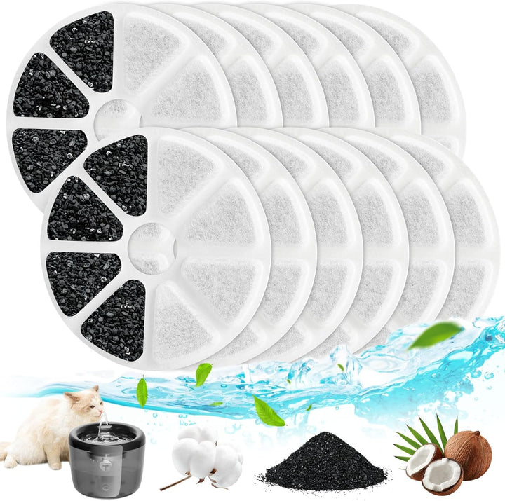 12 Stück Katzenbrunnen Filter für Philips PAW3210/02 Trinkbrunnen,Dreifaches Filtersysteme Aktivkohl