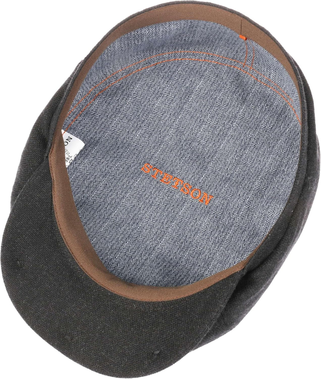 Stetson Brooklin Schirmmütze Flatcap Uni einfarbig Made in EU Herren Herbst Winter 55 anthrazit, 55