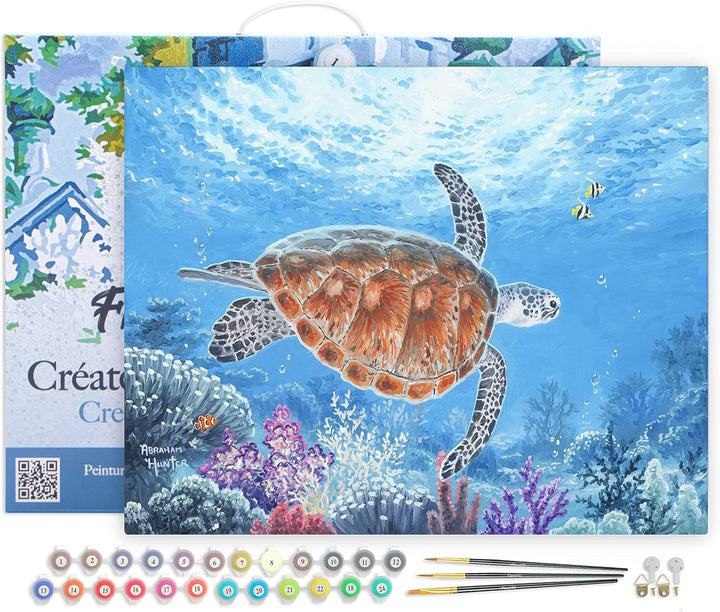 Figured'Art Malen Nach Zahlen Erwachsene Mit Rahmen Schildkröte auf einer Ballade - Paint by Numbers