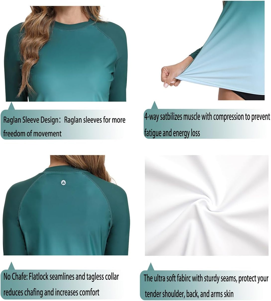 SURFEASY Damen Rash Guard Langarm Sonnenschutz Schnelltrocknend Badeshirt Surf Shirt Schwimmen Badem