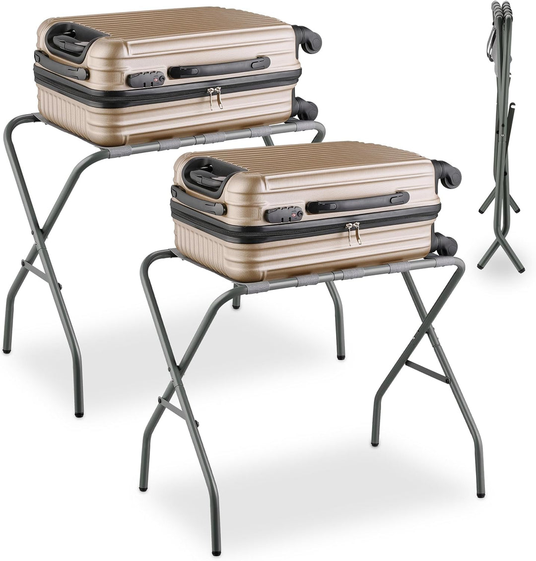 Relaxdays Kofferständer, 2er Set, klappbar, Gepäckständer aus Metall, HBT: 55x67x43 cm, Kofferablage