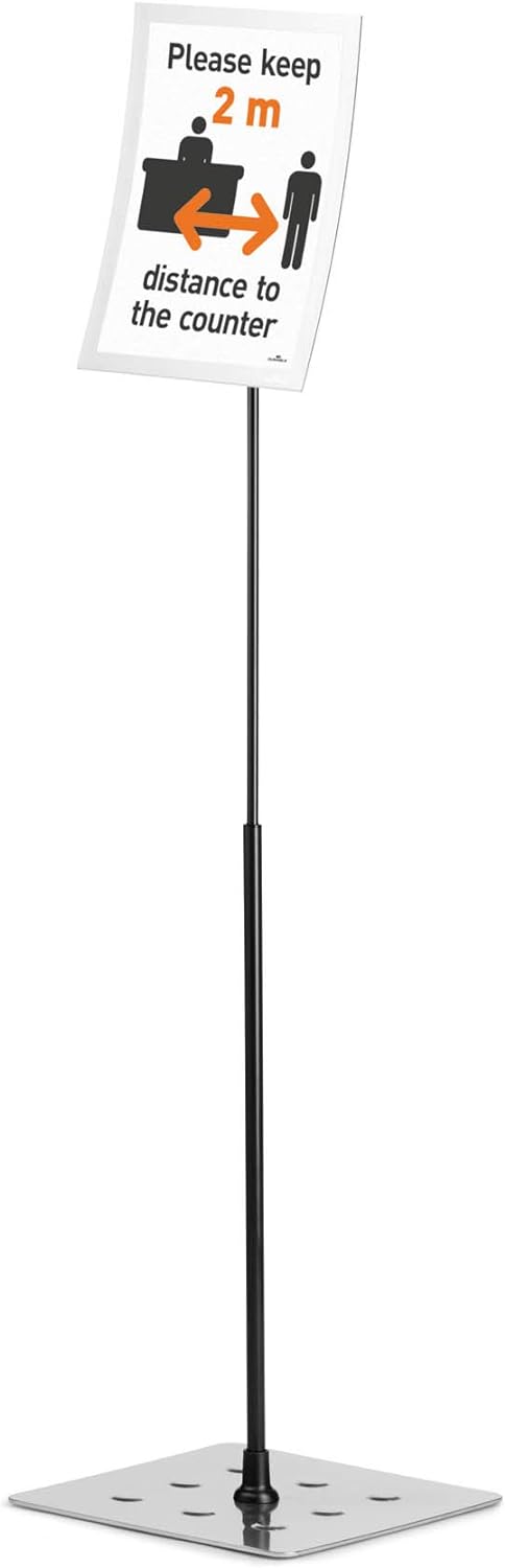 Durable Bodenständer Duraview Stand (mit Magnetrahmen, für Aushänge in A4) 1 Stück, silber, 498123 B