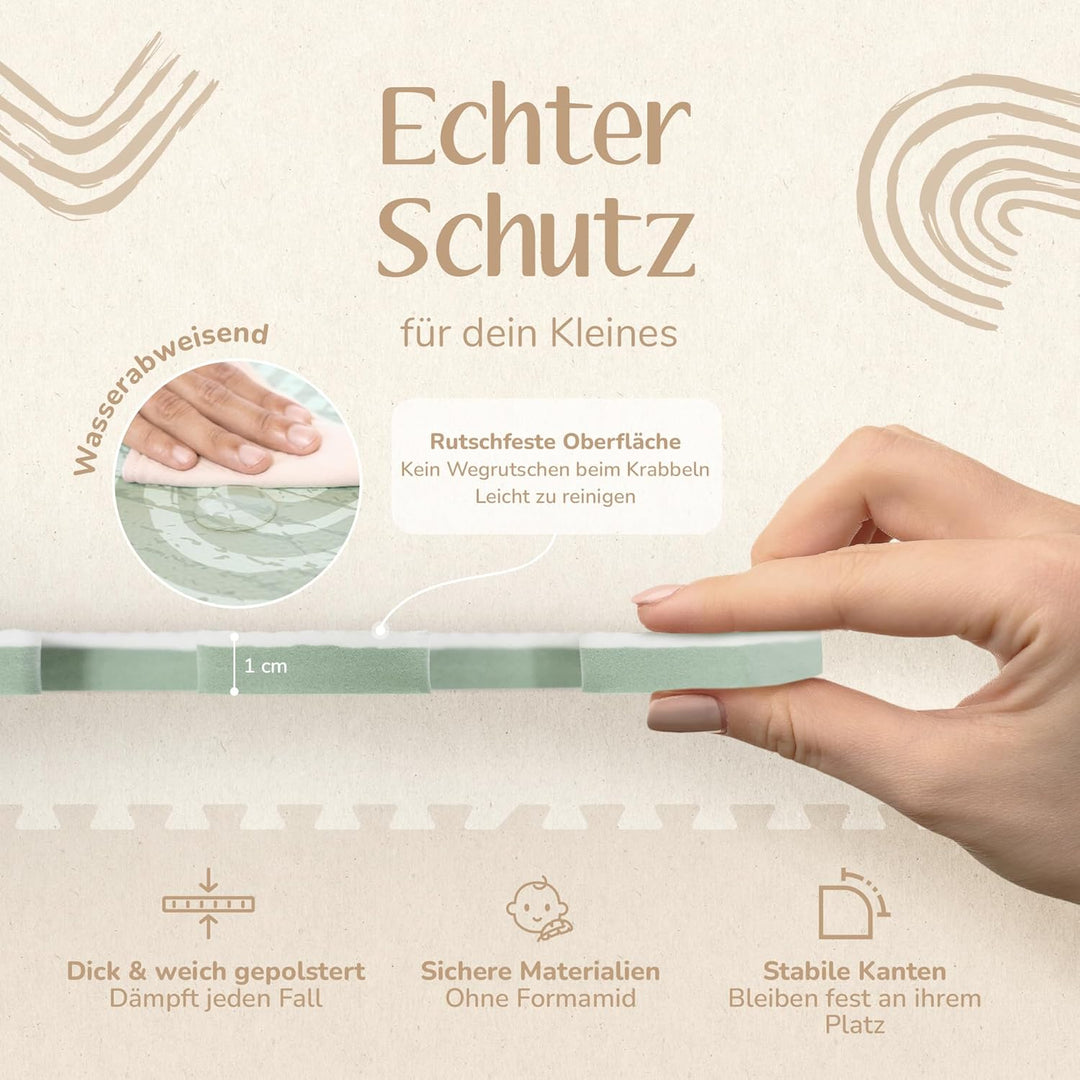 Puzzlematte Baby – Premium Krabbelmatte Baby aus EVA Schaum, Kinderteppich im zeitlosen Design, ruts