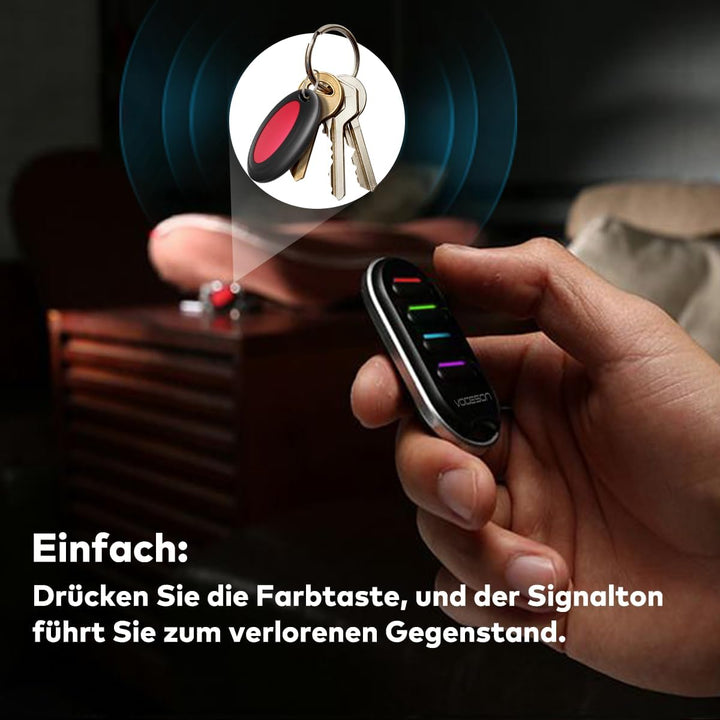 VODESON Schlüsselfinder Wireless Key Finder mit 4 Empfängern RF Item Locator, Item Tracker Support F