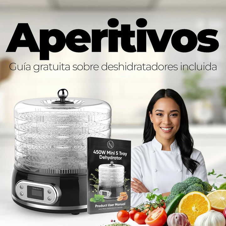 Nebula Round 450W-Lebensmittel-Dehydrator Mit 5 Netz-Ebenen | Höhenverstellbar, Temperaturregelung V