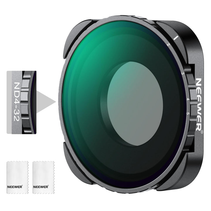NEEWER Variabler ND Filter, kompatibel mit GoPro 13 12 11 10 9, ND4-32 2-5 Stop, aufschraubbarer Gra