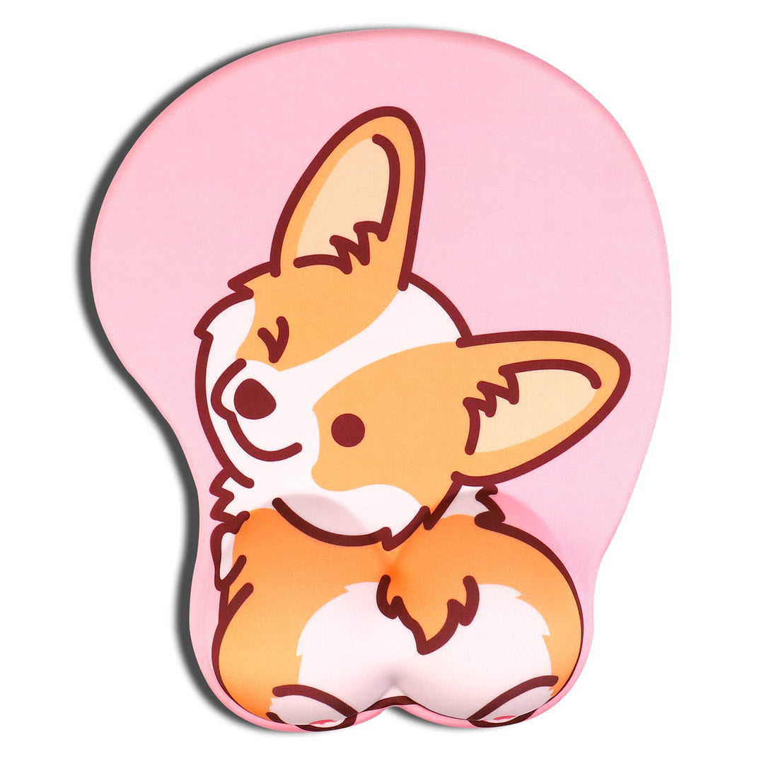 AOKSUNOVA 3D Mauspad mit Gelkissen Ergonomisches Mousepad mit Handauflage niedliche Corgi Motiv Hand