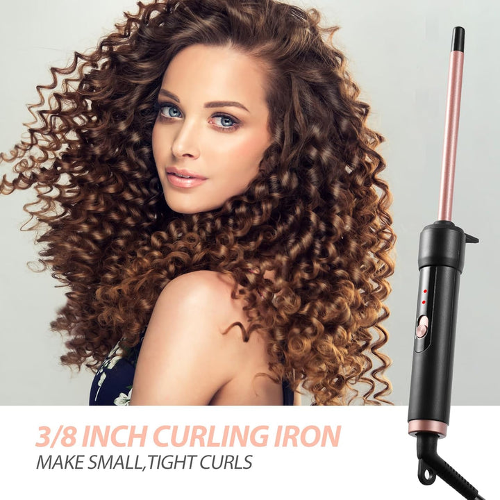 Lockenstab Kleine Locken, Haglater Mini Lockenstäbe 9mm, Dünner Lockenstab Dünn enge Locken, 2 Tempe